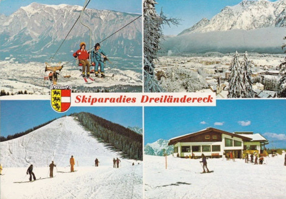 Postcard of Dreiländereck ski resort, in Carinthia, Austria.