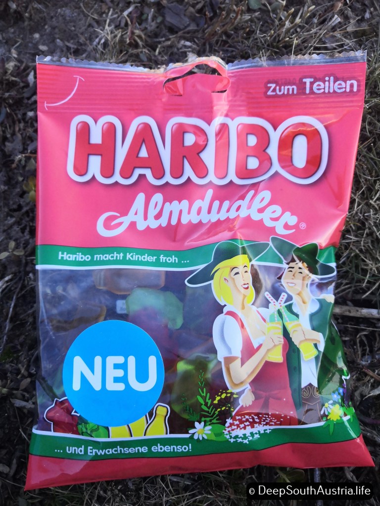 Packet of Almdudler haribo gummies