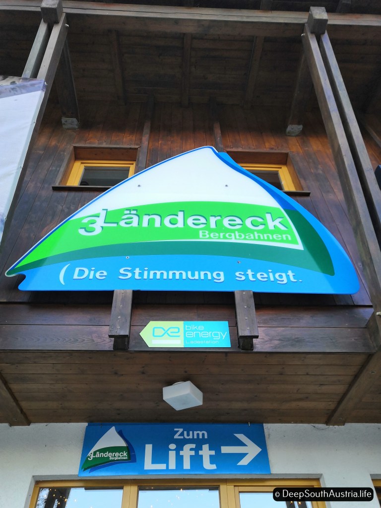 Lift ticket office at Dreiländereck ski resort, in Carinthia, Austria.