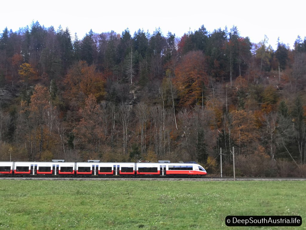 ÖBB train with several carriages in Austria