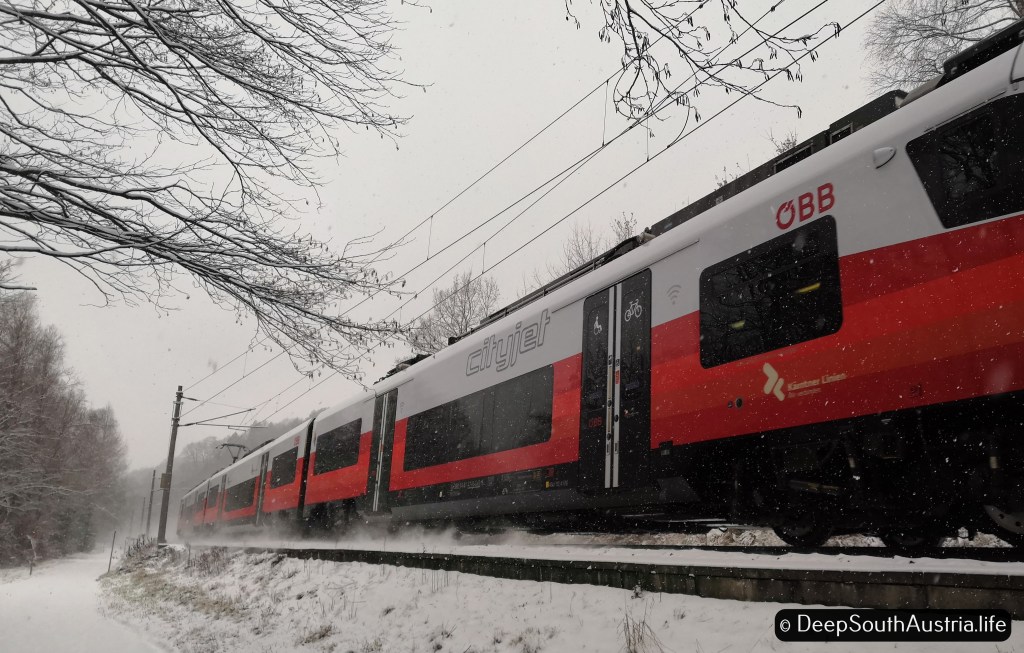 Austrian train in snow